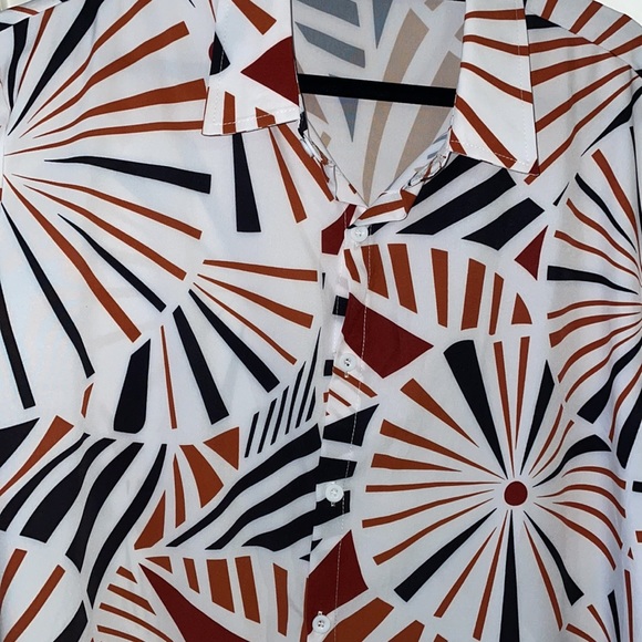 Men’s Shein Button Up Short Sleeve Shirt (Retroprint) Size XL - Picture 3 of 4